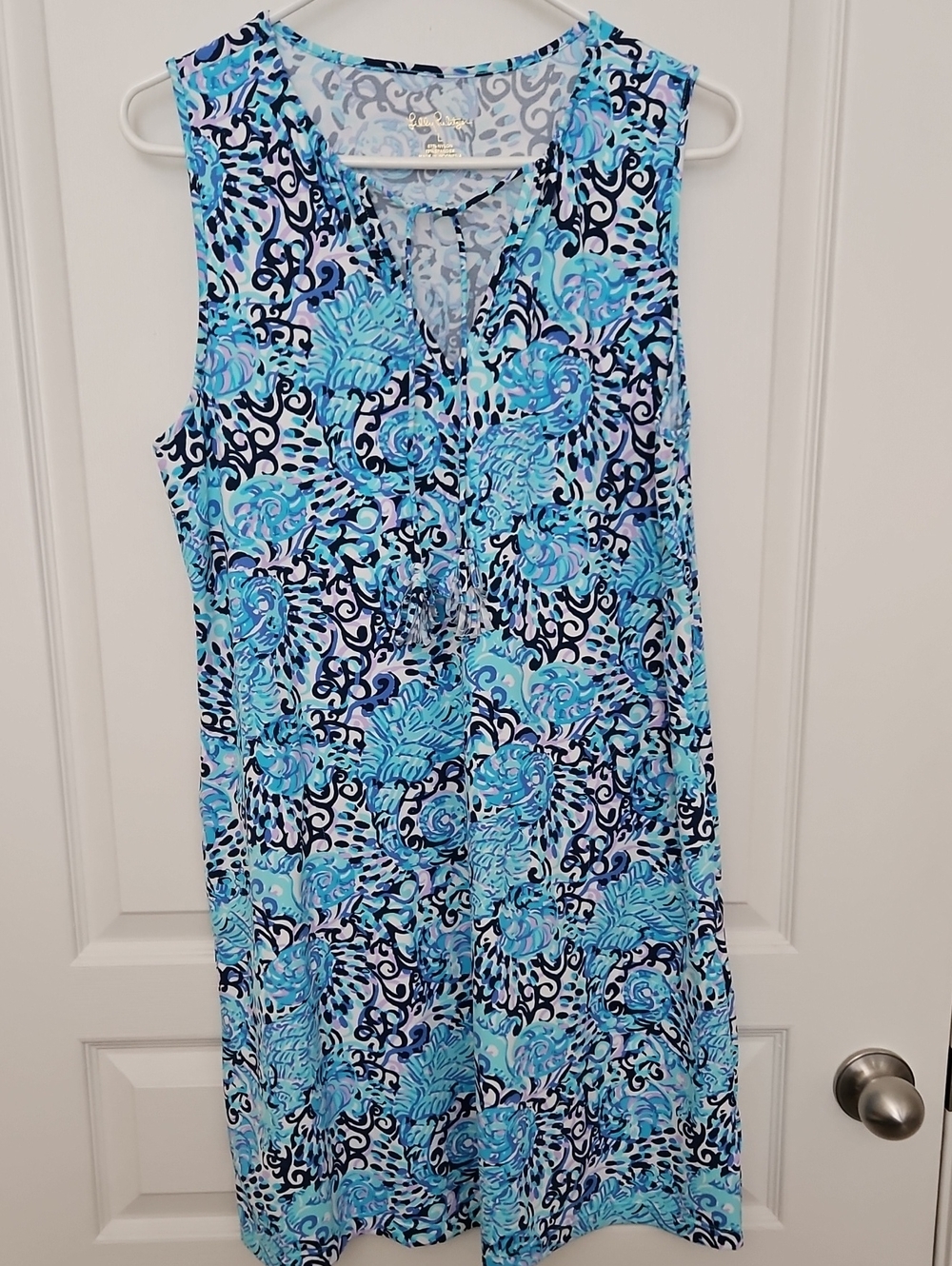 Lilly Pulitzer Turquoise & Navy Sleeveless Dress, Large